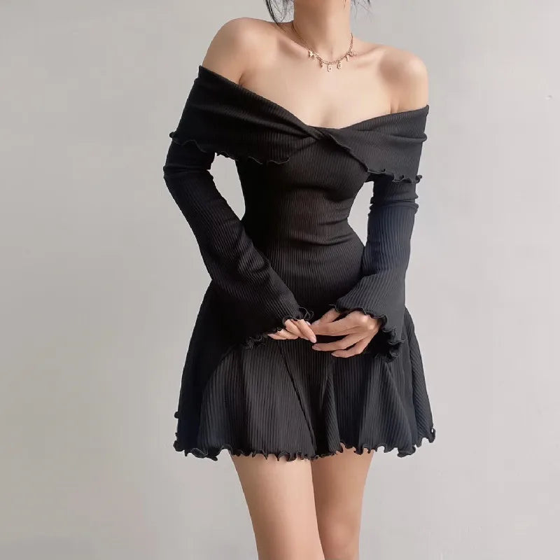 Autumn Black Dress Streetwear