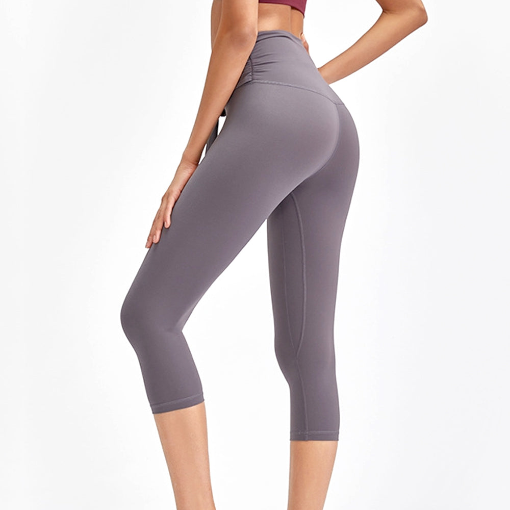 HIGH WAISTED RUCHED LEGGINGS [GREY]