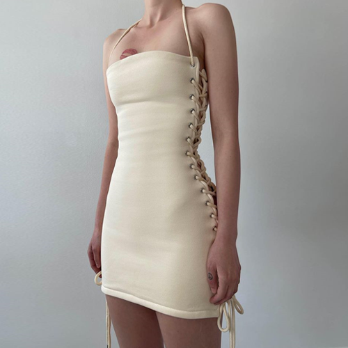 One-Neck Drawstring Tight Dress