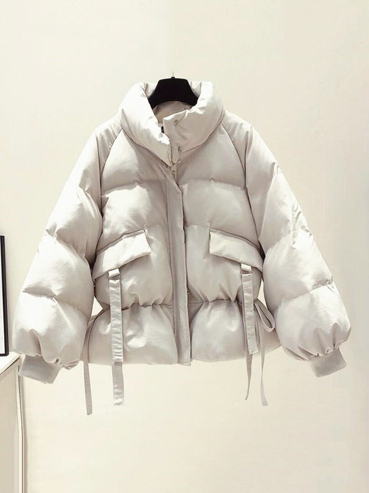 Cotton-padded Coat Women Bandage Oversized Warm Jacket